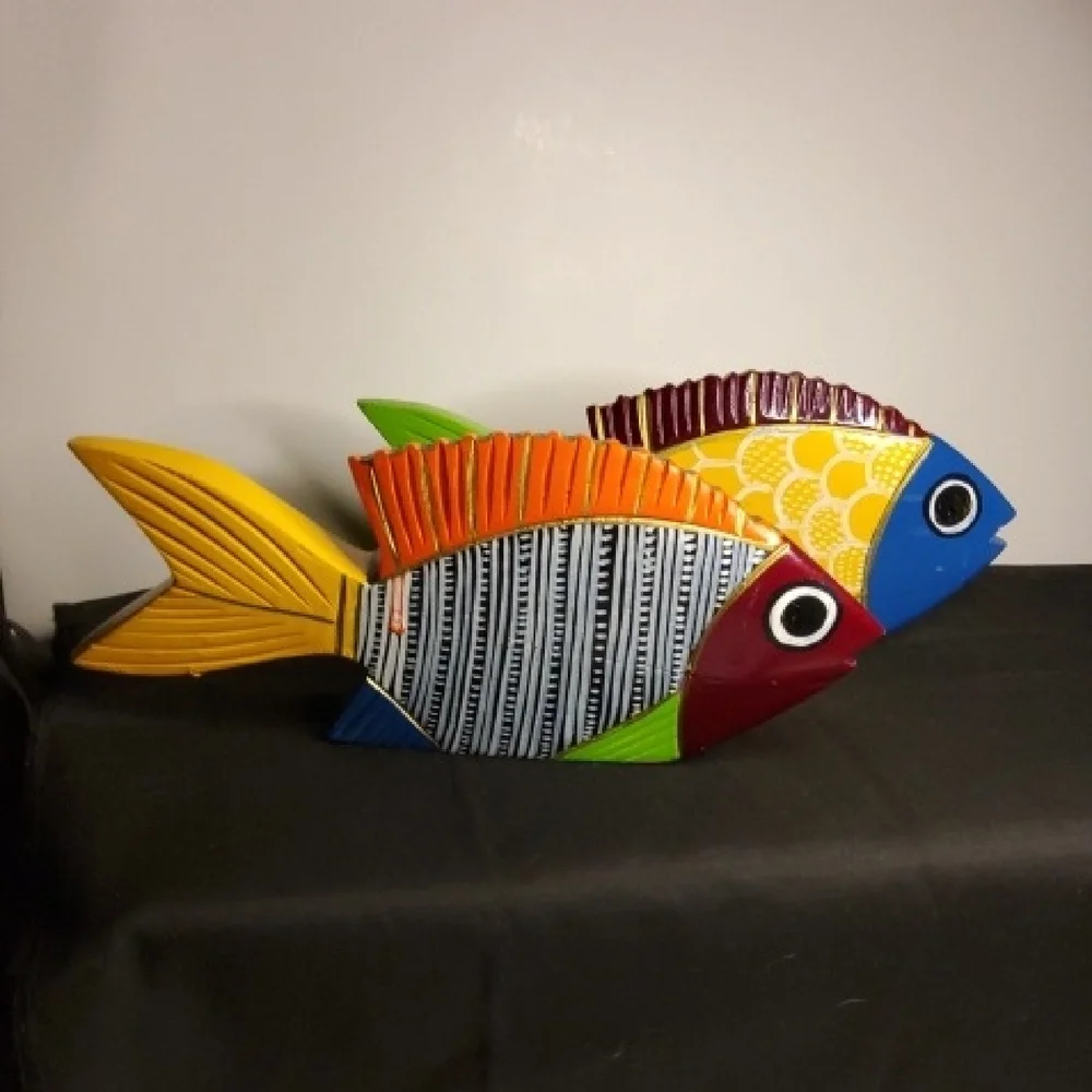 Vintage Mexican Folk Art Wooden Fish.